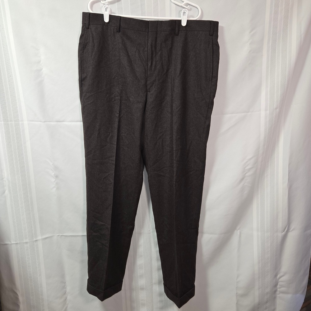 Jos. A. Bank Dress Pants Mens 41x32 Grey Wool Flat Front Cuffed Made in USA